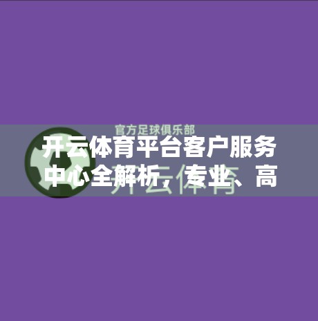 开云体育平台客户服务中心全解析，专业、高效、贴心，打造极致用户体验